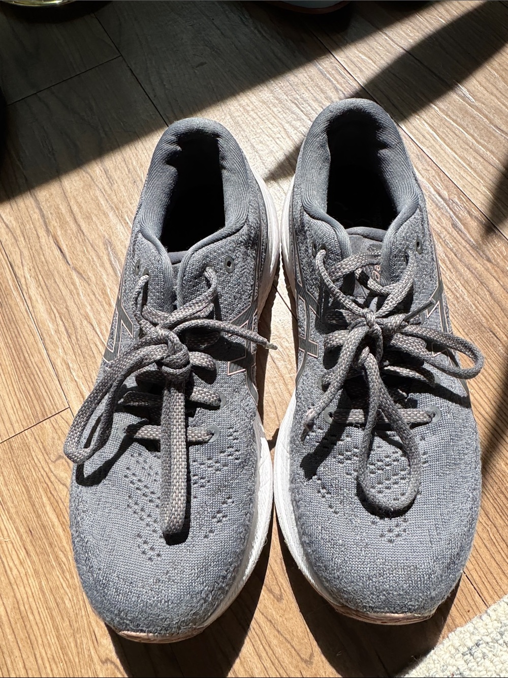 ASICS Gray Knit Lace-Up Running Shoes